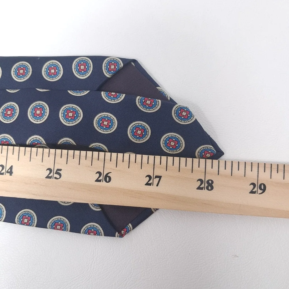 Vtg Christian Dior Monsieur Tie Navy Blue Geometric Silk Woven Italy Made USA